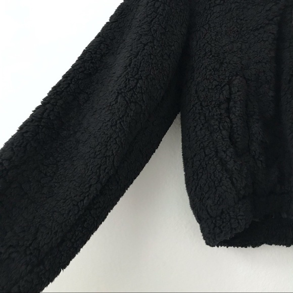 New! SAGE COLLECTIVE Sherpa Teddy Half Zip Pullover Faux Shearling Black Jacket - Picture 6 of 10